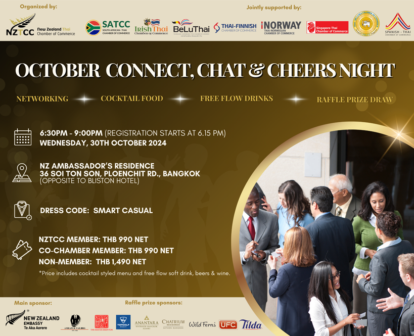 NZTCC: October Connect, Chat & Cheers Night at NZ Ambassador's Residence