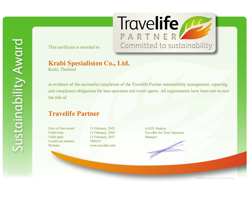 A Milestone in Sustainable Tourism - Krabi Spesialisten Achieves Travelife Partner Status