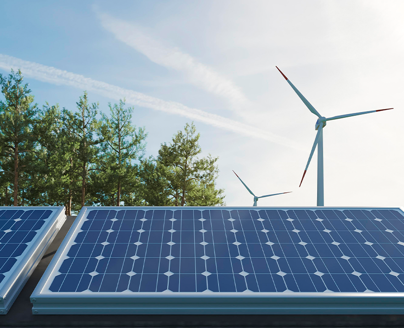 Renewable energy project in Uruguay featuring solar panels and wind turbines supported by DNV