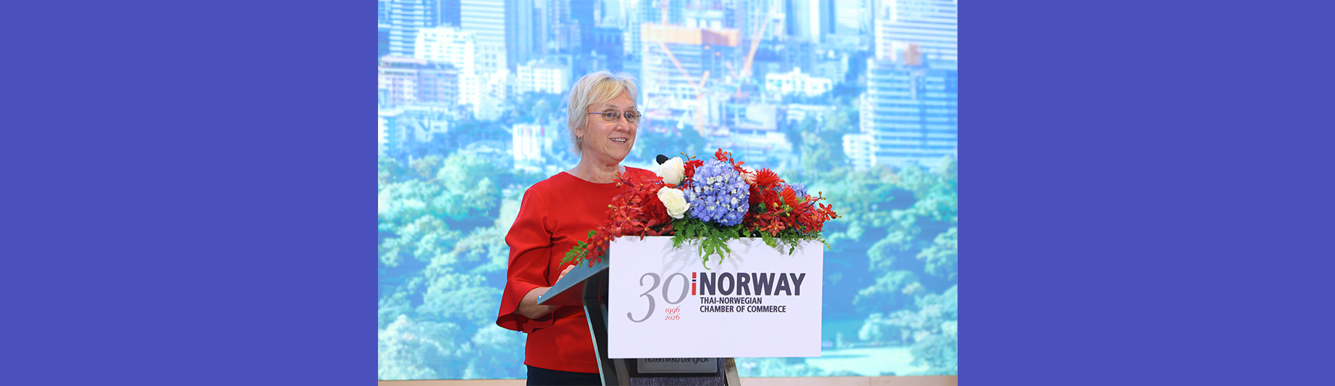 Ambassador Helle delivered her address at the Fuji Ballroom