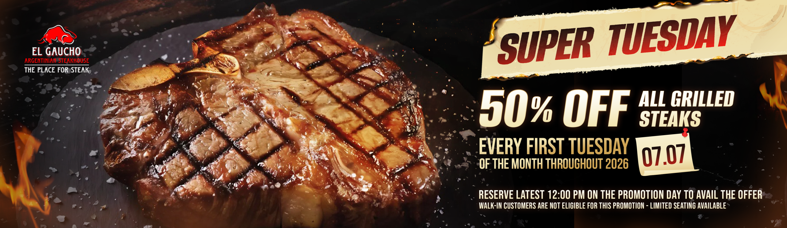 SUPER TUESDAY with your Favorite Steak at El Guacho