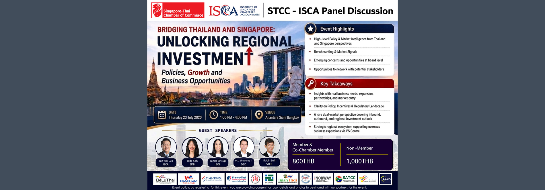 STCC - ISCA: Panel Discussion “Bridging Thailand and Singapore: Unlocking Regional Investment Policies, Growth and Business Opportunities”